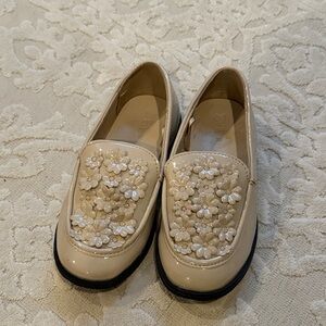 Zara patent leather Loafers with Floral Embellishments